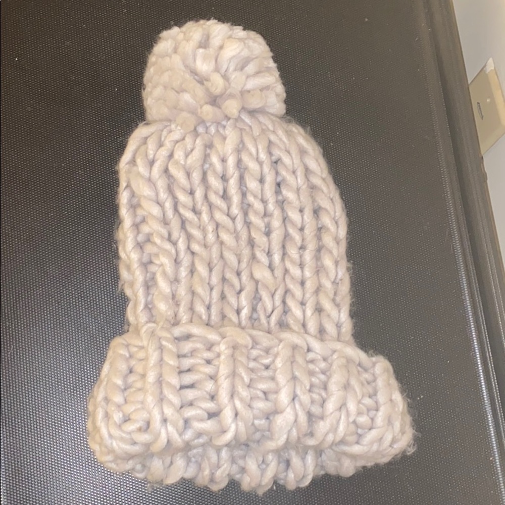 Oversized knit gray beanie